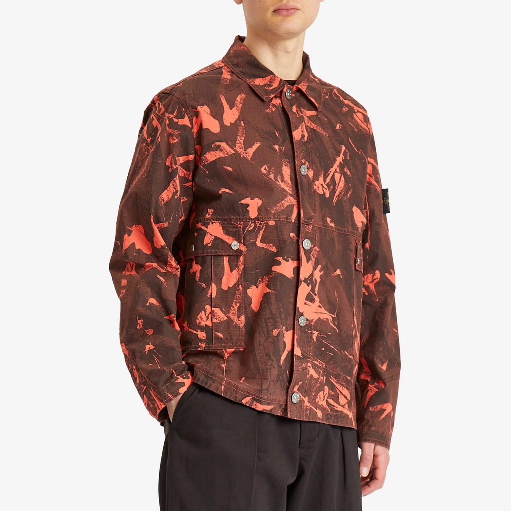 Stone Island Men's Scan Camo Ripstop-OVD Shirt Jacket Black
